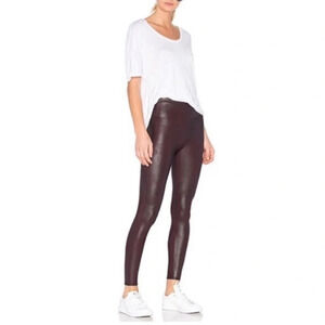 Spanx Faux Leather Leggings Wine Color Size Medium  Tummy Shaping Comfortable